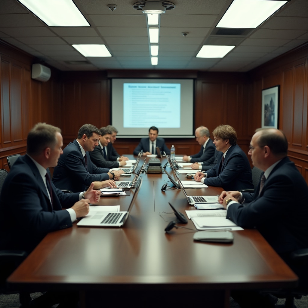 Riunione aziendale tradizionale in sala conferenze